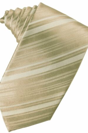 Golden Striped Satin Suit Tie