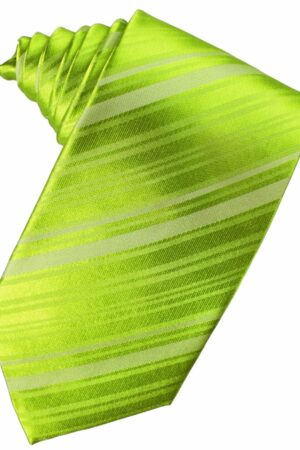 Lime Striped Satin Suit Tie