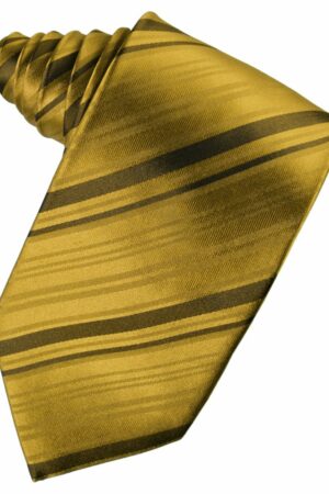 New Gold Striped Satin Suit Tie