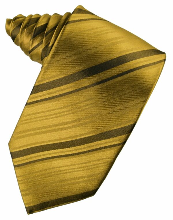 New Gold Striped Satin Suit Tie