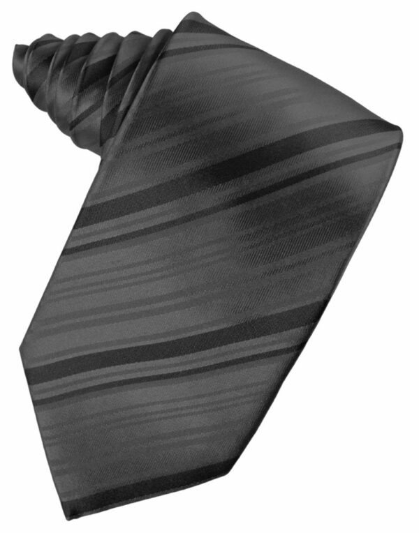 Pewter Striped Satin Suit Tie