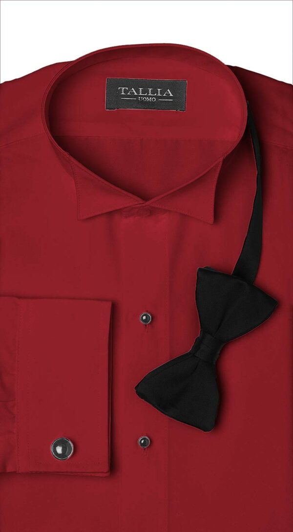 Wingtip Flat-Front Red Tuxedo Shirt