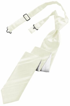Ivory Striped Satin Skinny Tie