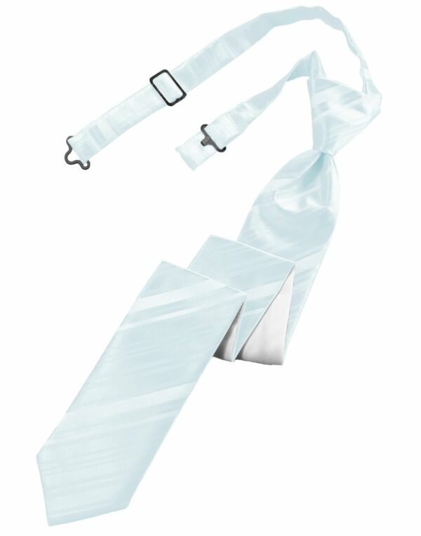 Light Blue Striped Satin Skinny Tie