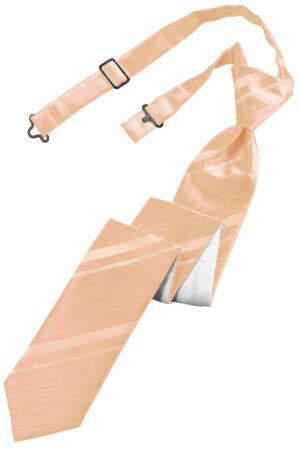 Peach Striped Satin Skinny Tie