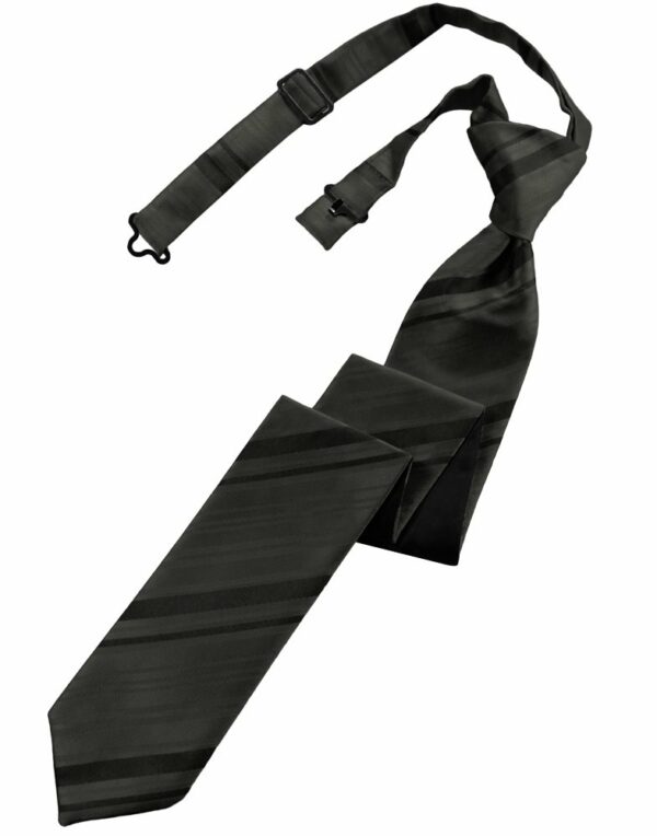 Pewter Striped Satin Skinny Tie