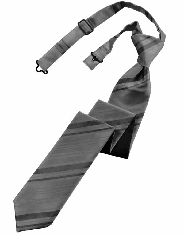 Silver Striped Satin Skinny Tie