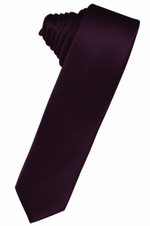 Berry Solid Satin Skinny Suit Tie