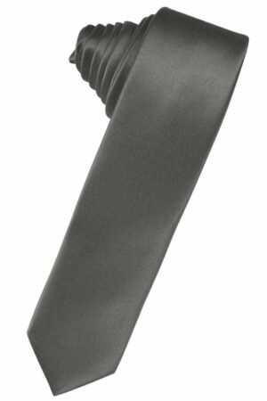 Charcoal Solid Satin Skinny Suit Tie