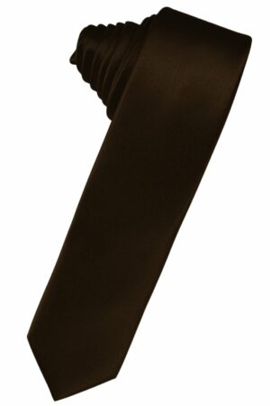 Chocolate Solid Satin Skinny Suit Tie