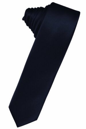 Midnight Blue Solid Satin Skinny Suit Tie