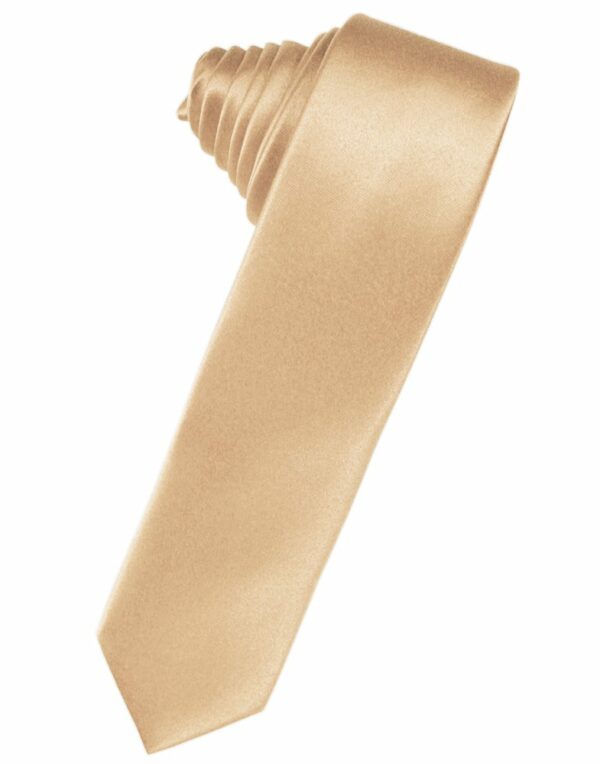 Peach Solid Satin Skinny Suit Tie