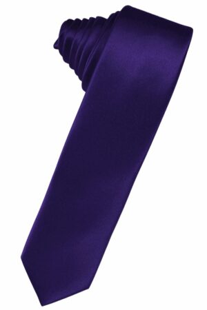 Purple Solid Satin Skinny Suit Tie