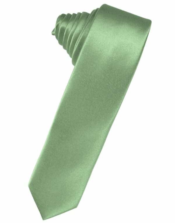 Sage Solid Satin Skinny Suit Tie