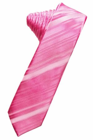 Bubblegum Striped Satin Skinny Suit Tie