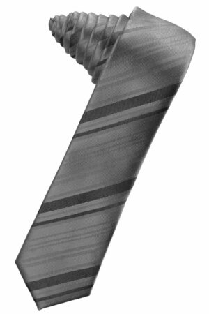Charcoal Striped Satin Skinny Suit Tie