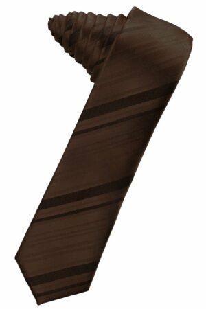 Chocolate Striped Satin Skinny Suit Tie