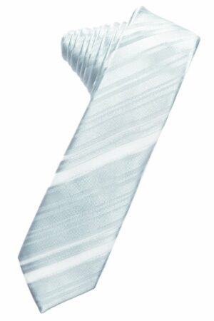 Light Blue Striped Satin Skinny Suit Tie