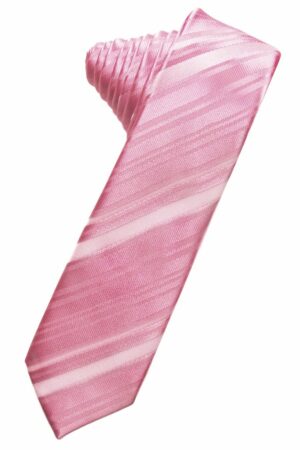 Rose Petal Striped Satin Skinny Suit Tie