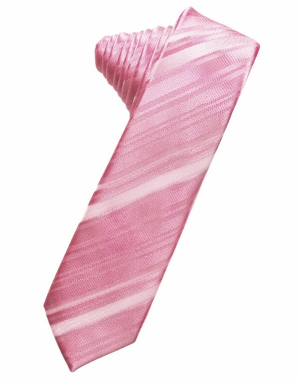 Rose Petal Striped Satin Skinny Suit Tie