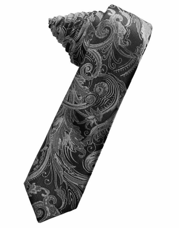 Silver Tapestry Skinny Suit Tie