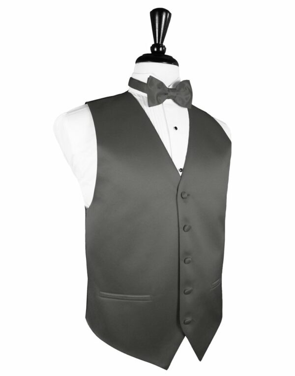 Charcoal Solid Satin Vest