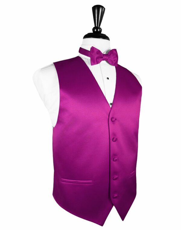 Fuchsia Solid Satin Vest