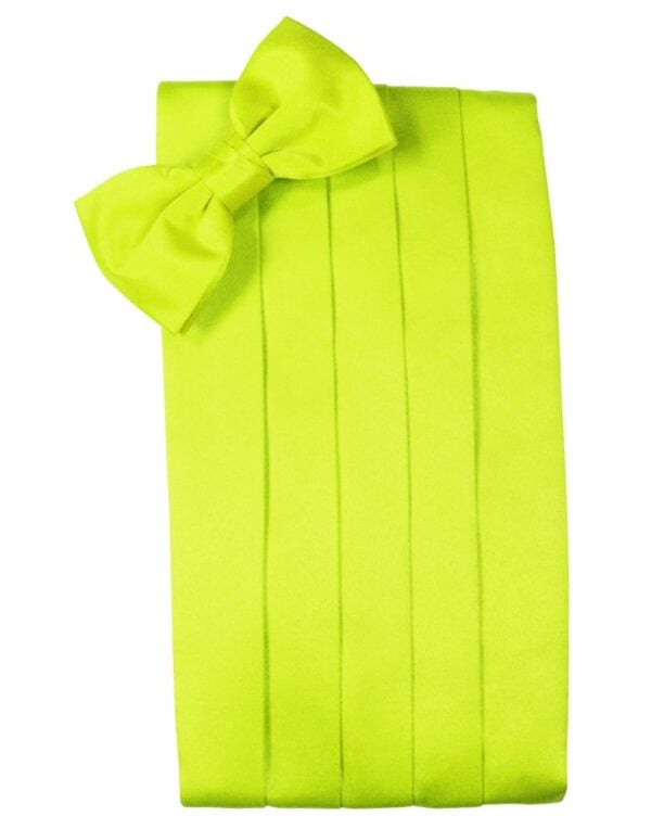 Lime Solid Satin Cummerbund