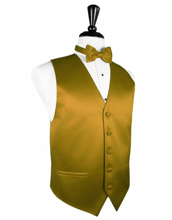 New Gold Solid Satin Vest