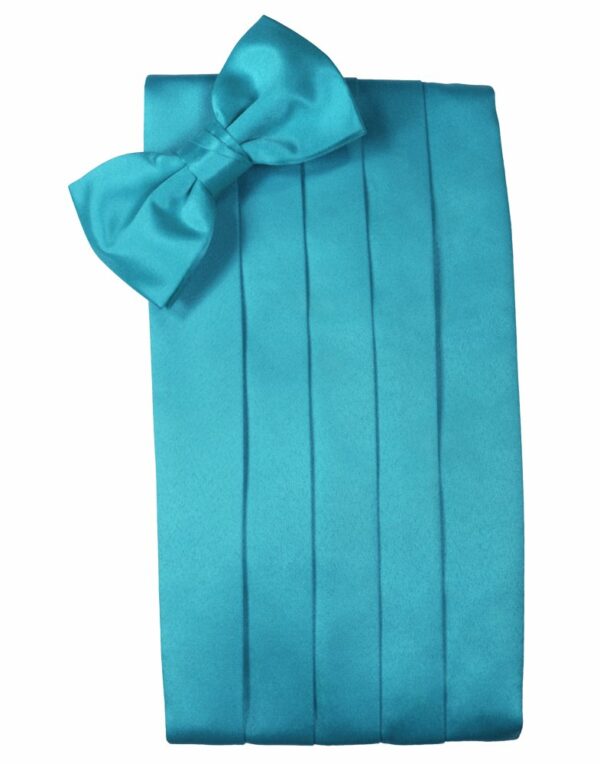 Turquoise Solid Satin Cummerbund