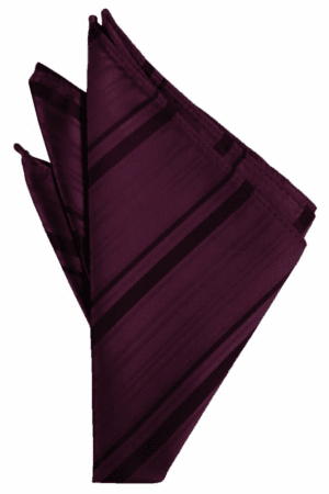 Berry Striped Satin Pocket Square