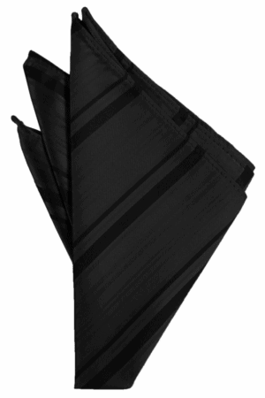 Black Striped Satin Pocket Square