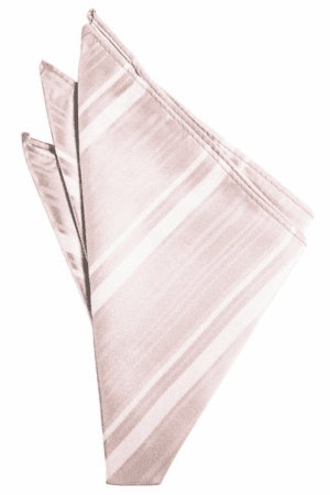 Blush Striped Satin Pocket Square