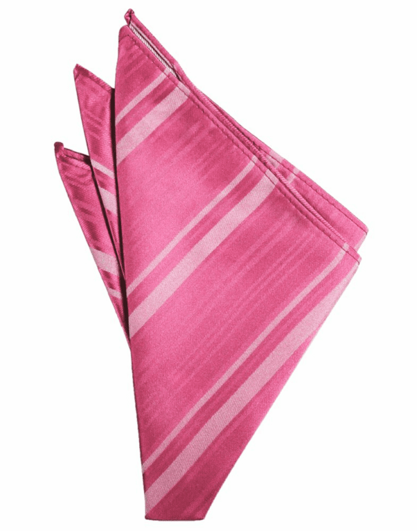 Bubblegum Striped Satin Pocket Square