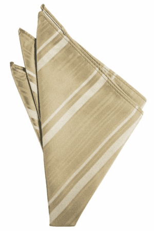 Golden Striped Satin Pocket Square