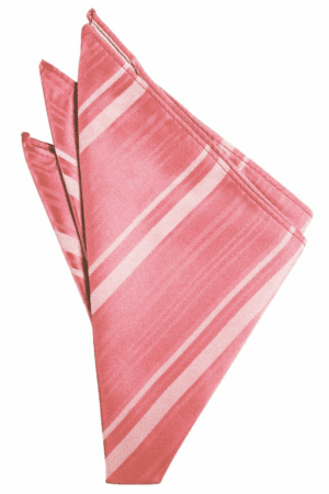 Guava Striped Satin Pocket Square