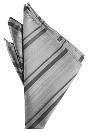 Silver Striped Satin Pocket Square