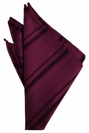 Wine Striped Satin Pocket Square